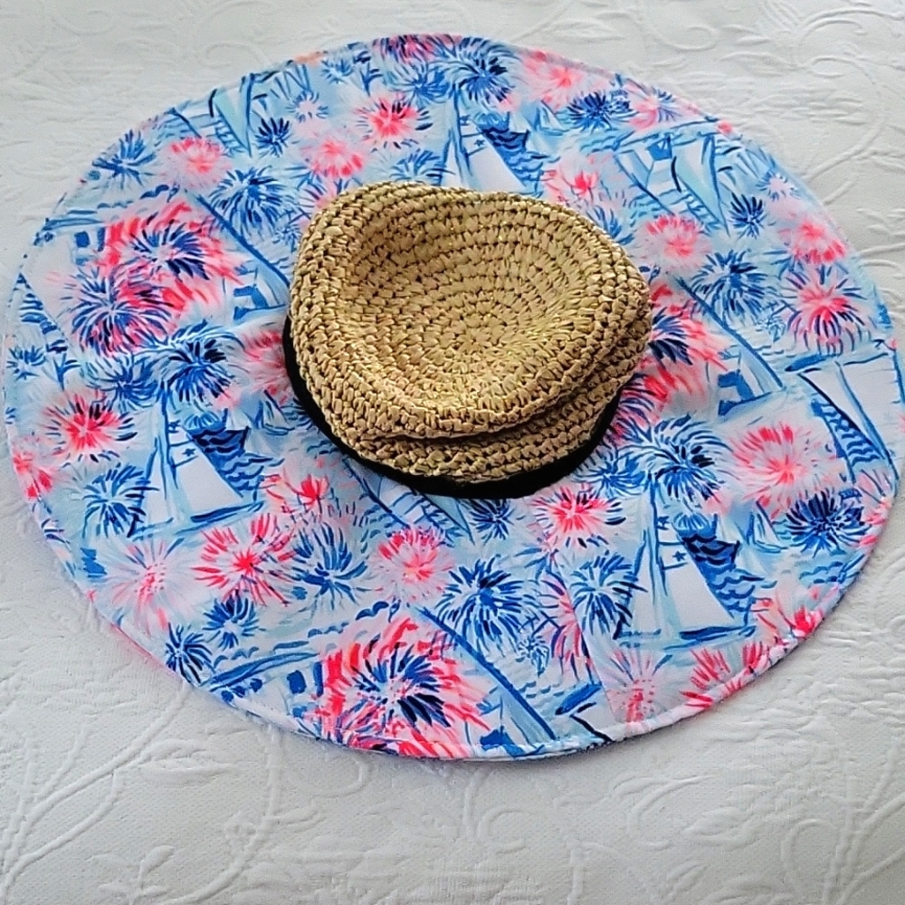 Lilly Pulitzer NEW Sea to Shining Sea Tropical Beach Floppy Straw Womens Hat